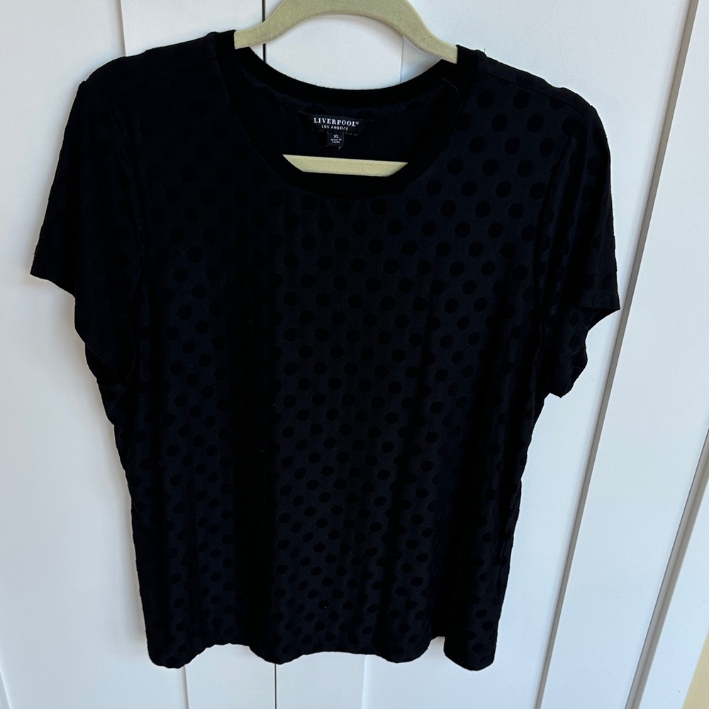 Liverpool Black Textured Short Sleeve Top Size XL
